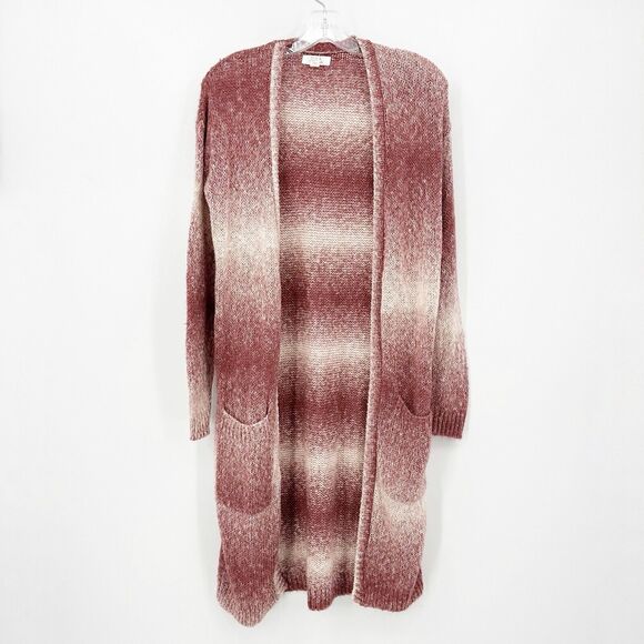 Sun & Shadow Womens Duster Cardigan Sweater S Pink Ombre Open Front Long Sleeve - Picture 1 of 7